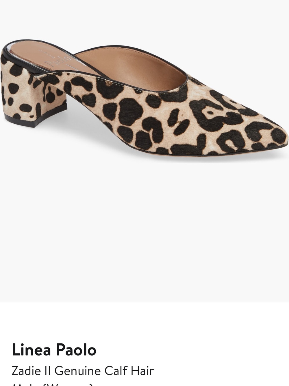 Línea Paolo - Calf hair Print Pointed Toe Block Heel Mule - Women's